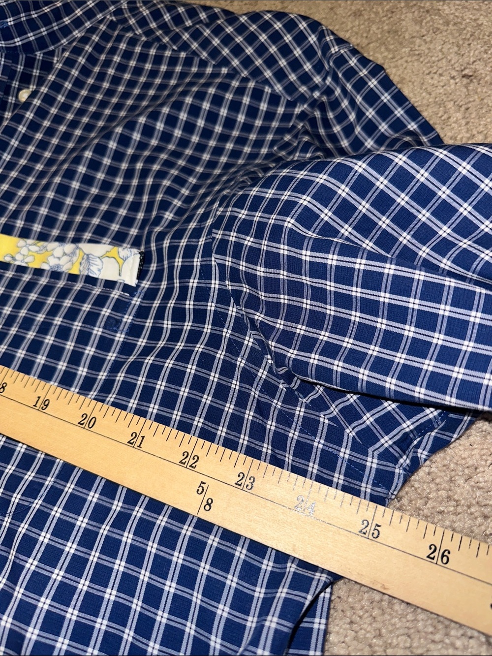 Buttoned Down Women's Navy Check Ruffled collar Button-Down Shirt - Picture 5 of 7